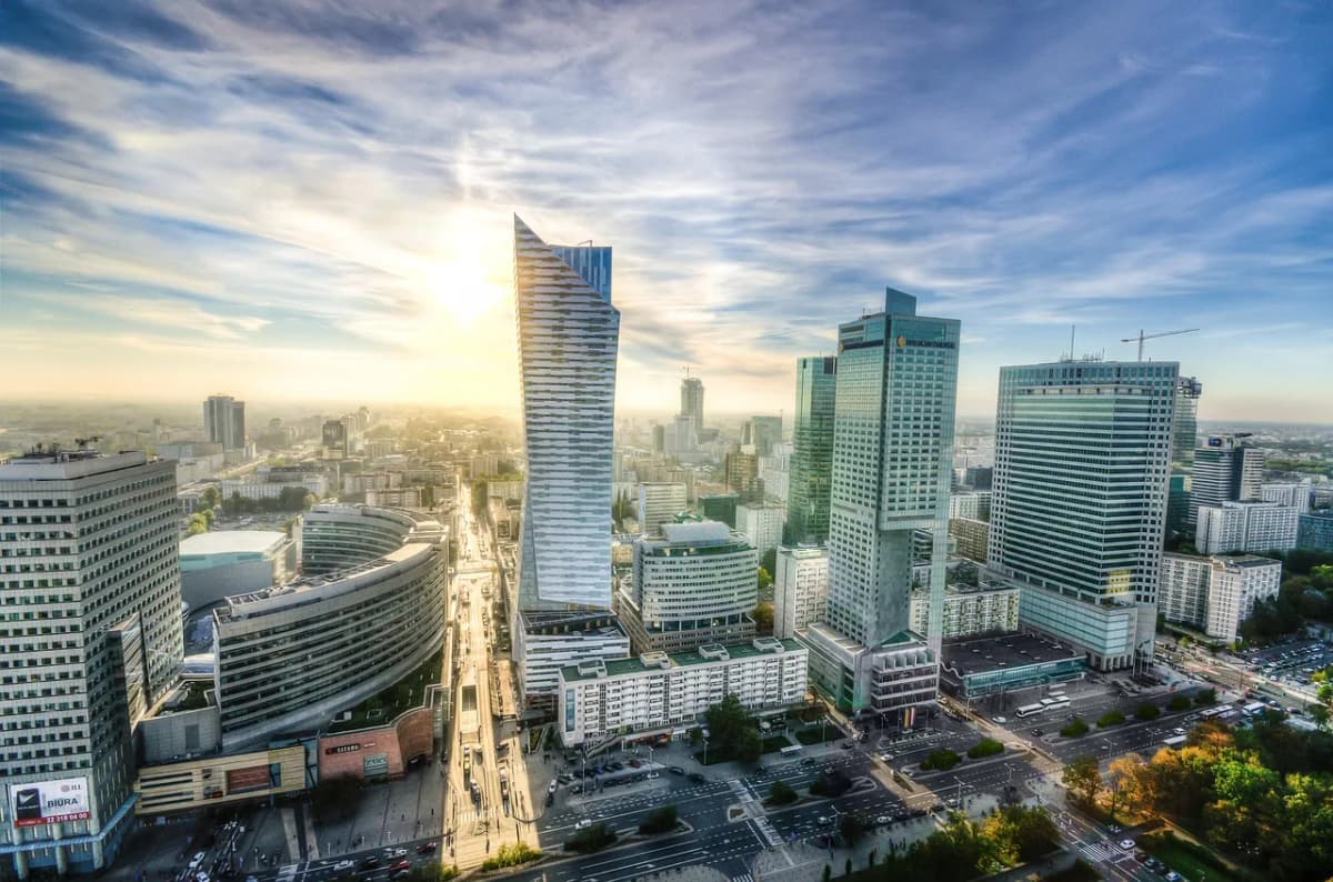 The Warsaw skyline, one of the best cities in Poland for expats seeking career opportunities