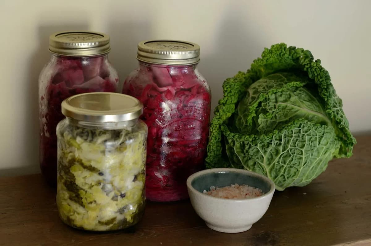 Jars of sauerkraut, a key ingredient in bigos