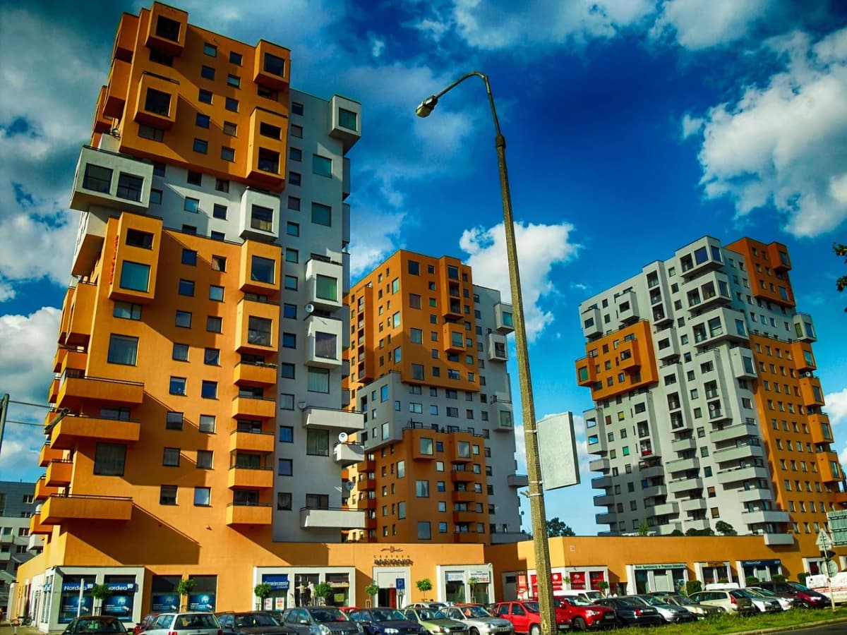 A residential apartment building in a Polish city
