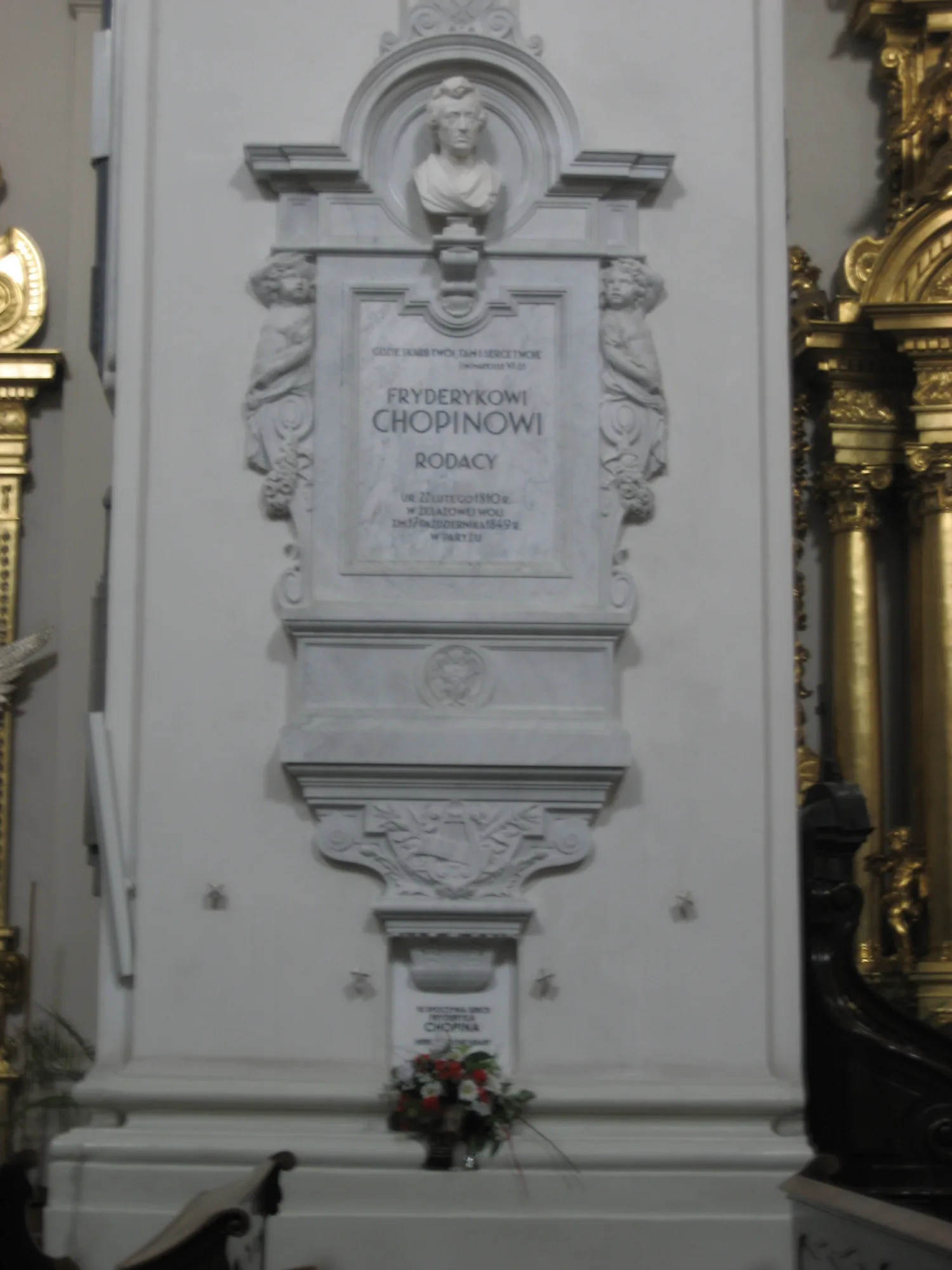 Marble pillar at Holy Cross Church, Warsaw, containing Frederic Chopin's heart