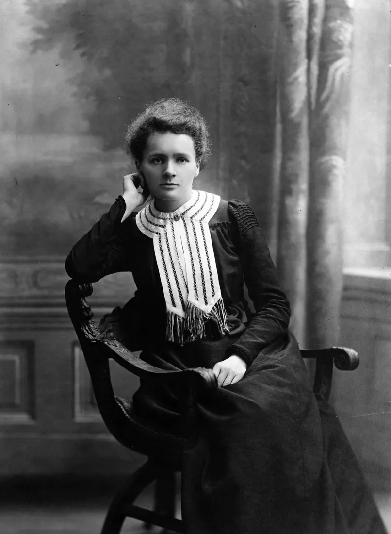 Maria Sklodowska-Curie pictured in 1903, the year she and Pierre Curie won the Nobel Prize in Physics