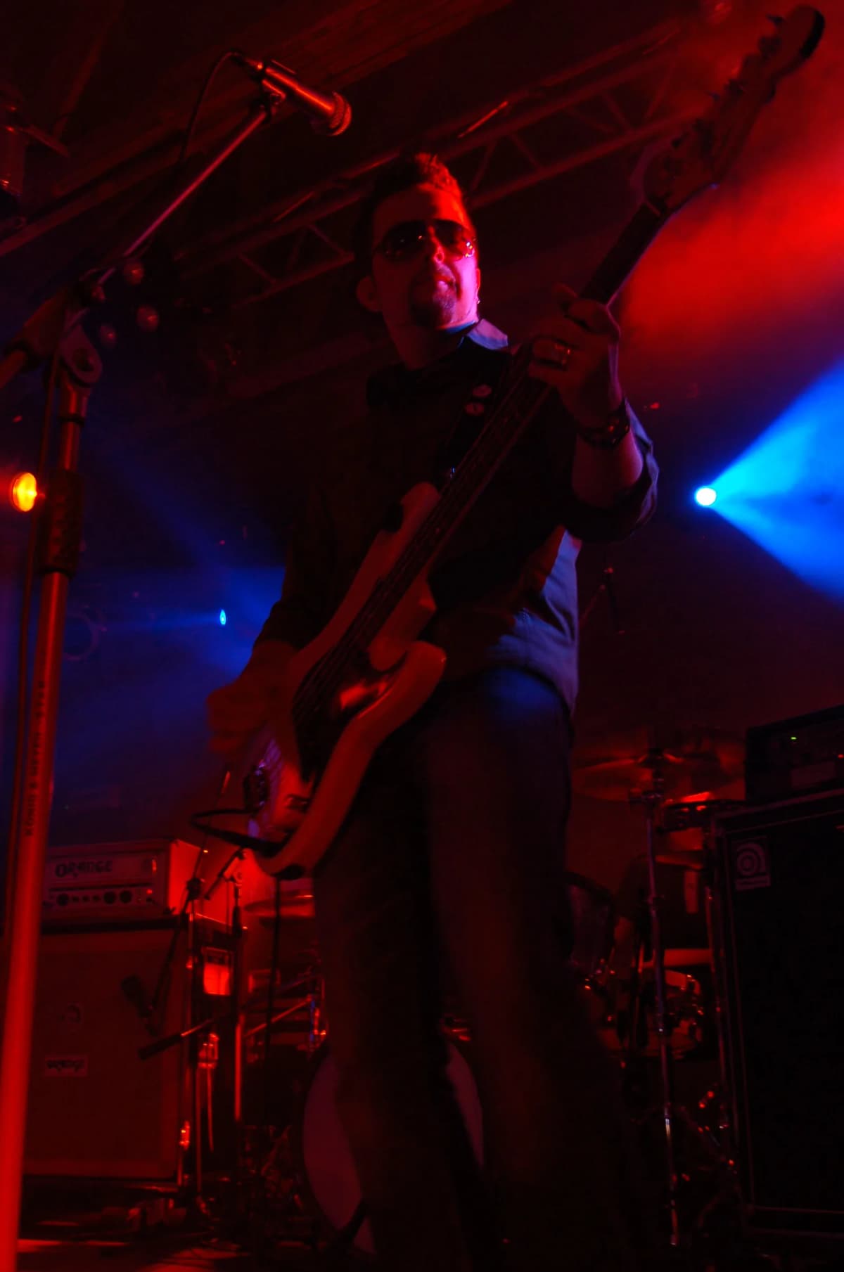 Bassist Jacek Kuderski performing live with Myslovitz at Mega Club in Katowice, Poland