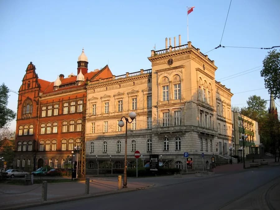 The town hall (Urząd Miasta) in Mysłowice, Poland, the coal-mining town Myslovitz took its name from