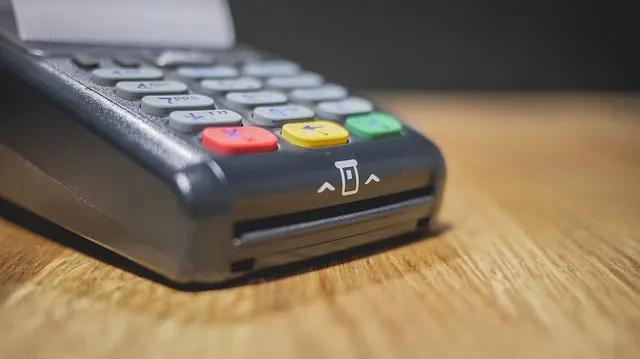 A card payment terminal in a Polish cafe, where a growing number of venues now support tipping directly