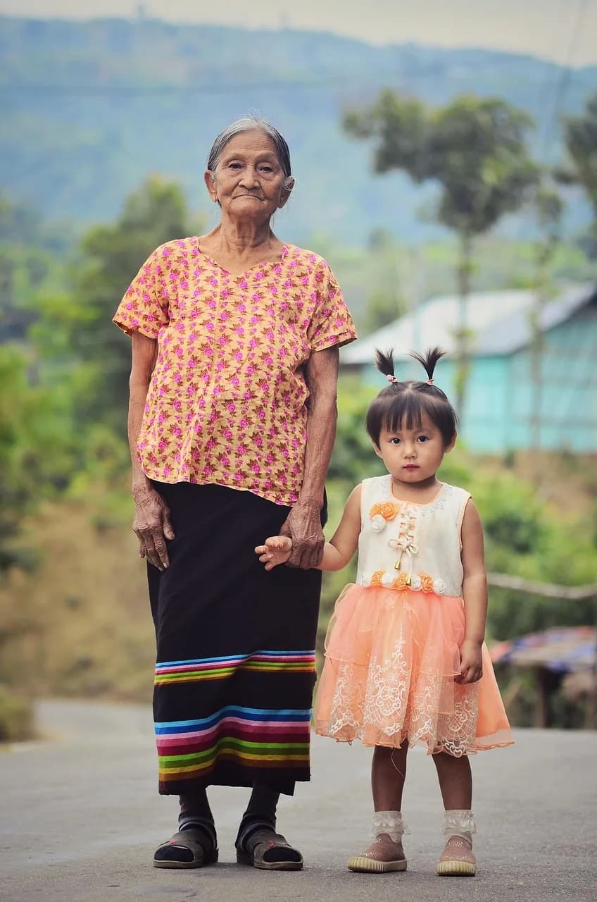 A grandmother and granddaughter together — the relationship where Polish diminutives get used the most