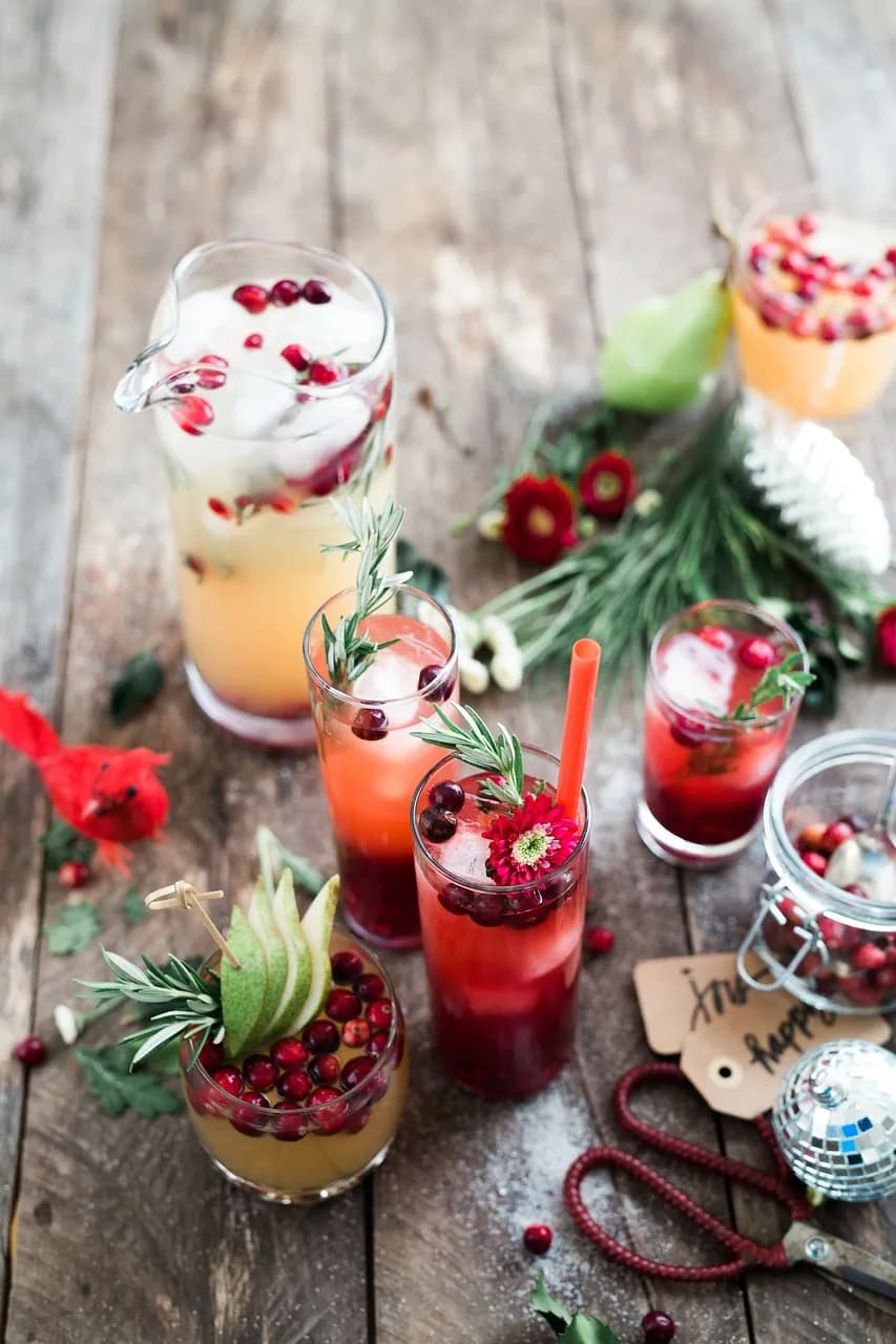 A glass of kompot, the Polish fruit drink, chilled and ready to serve