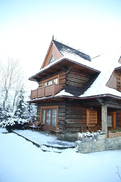 A traditional wooden Zakopane Style building inspired by Gorale village architecture