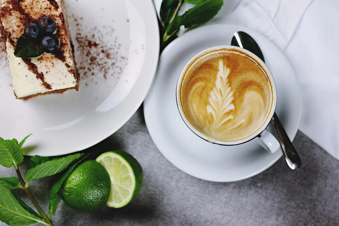 Coffee and cake, a common afternoon pairing in Polish cafes